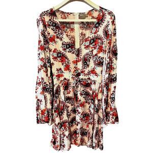 ASOS Tall Boho Floral Mini Dress | Size 6 Tall | Bell Sleeves | Festival Fairy